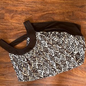 IZ tunic /mini dress brown retro design size large sleeveless.